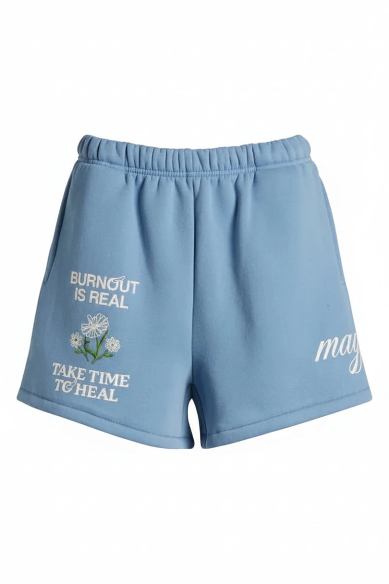 Shop The Mayfair Group Mayfair Burnout Is Real Sweatshorts Shorts for women – premium loungewear and festival fashion at Spoiled Brat