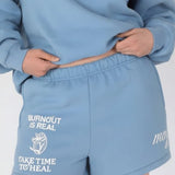 Shop The Mayfair Group Mayfair Burnout Is Real Sweatshorts Shorts for women – premium loungewear and festival fashion at Spoiled Brat