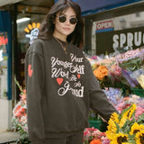 Shop The Mayfair Group The Mayfair Group Your Younger Self Charcoal Sweatpants Sweatpants for women – premium loungewear and festival fashion at Spoiled Brat