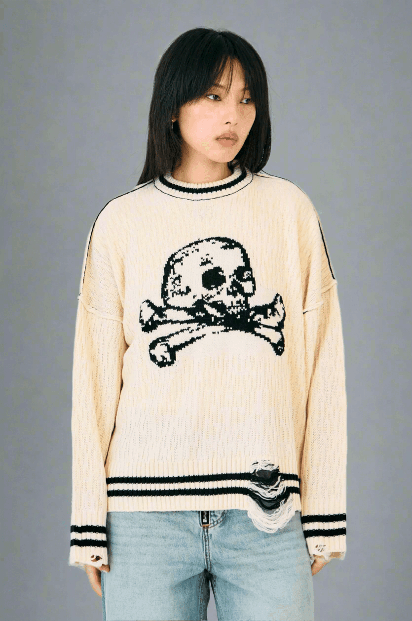 Shop The Ragged Priest The Ragged Priest Cult Skull Knit Jumper Jumper for women – premium loungewear and festival fashion at Spoiled Brat