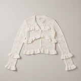 Shop The Ragged Priest The Ragged Priest Delicate Pointelle Frill Cardigan Cardigan for women – premium loungewear and festival fashion at Spoiled Brat