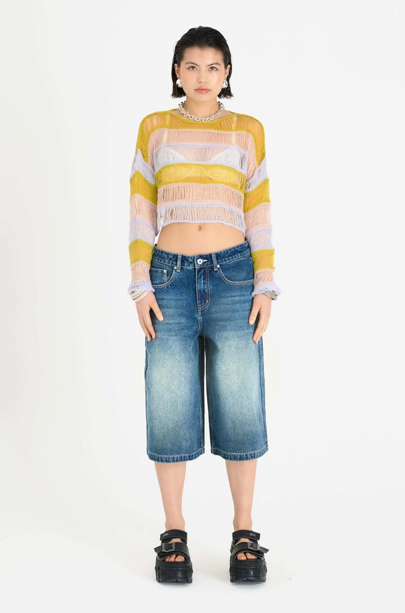 The Ragged Priest Dirty Wash Atomic Jorts Shorts - Spoiled Brat