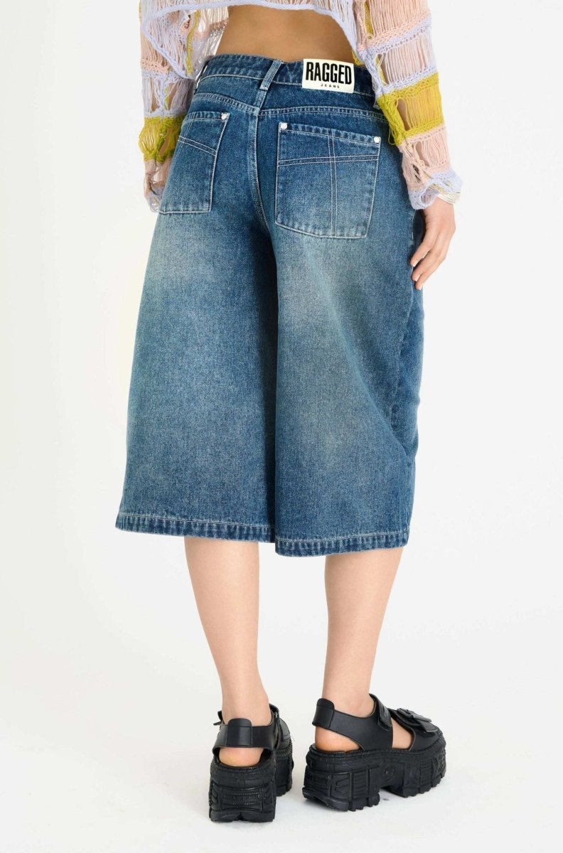 Shop The Ragged Priest The Ragged Priest Dirty Wash Atomic Jorts Shorts Shorts for women – premium loungewear and festival fashion at Spoiled Brat