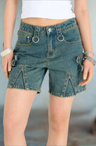 Shop The Ragged Priest The Ragged Priest Dirty Wash Bondage Dad Shorts Shorts for women – premium loungewear and festival fashion at Spoiled Brat