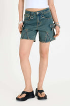 Shop The Ragged Priest The Ragged Priest Dirty Wash Bondage Dad Shorts Shorts for women – premium loungewear and festival fashion at Spoiled Brat