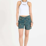 Shop The Ragged Priest The Ragged Priest Dirty Wash Bondage Dad Shorts Shorts for women – premium loungewear and festival fashion at Spoiled Brat