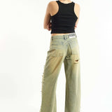 Shop The Ragged Priest The Ragged Priest Dirty Wash Distressed Release Stud Jeans Boyfriend Jeans for women – premium loungewear and festival fashion at Spoiled Brat