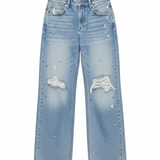 Shop The Ragged Priest The Ragged Priest Dirty Wash Distressed Release Stud Jeans Boyfriend Jeans for women – premium loungewear and festival fashion at Spoiled Brat