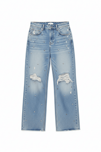 Shop The Ragged Priest The Ragged Priest Dirty Wash Distressed Release Stud Jeans Boyfriend Jeans for women – premium loungewear and festival fashion at Spoiled Brat