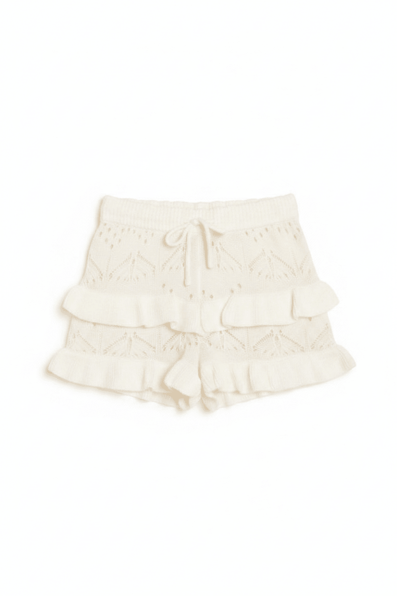 Shop The Ragged Priest The Ragged Priest Gentle Pointelle Frill Shorts Shorts for women – premium loungewear and festival fashion at Spoiled Brat