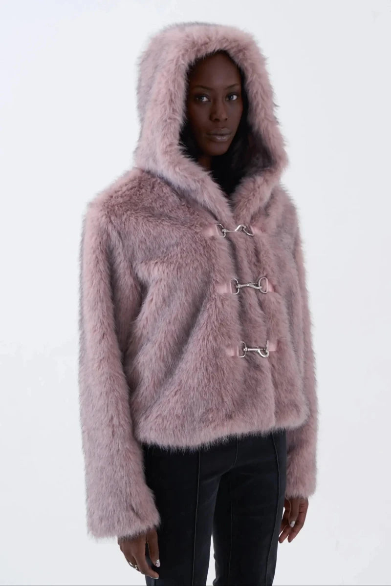 Shop The Ragged Priest The Ragged Priest Julia Pink Faux Fur Coat Jacket for women – premium loungewear and festival fashion at Spoiled Brat