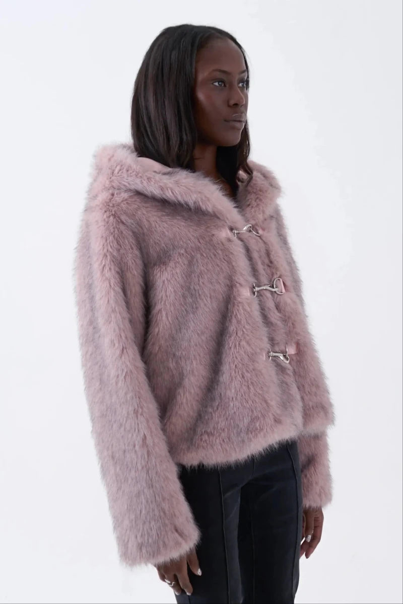 Shop The Ragged Priest The Ragged Priest Julia Pink Faux Fur Coat Jacket for women – premium loungewear and festival fashion at Spoiled Brat