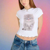 Shop The Ragged Priest The Ragged Priest Kitty Baby Tee Top for women – premium loungewear and festival fashion at Spoiled Brat