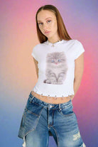 Shop The Ragged Priest The Ragged Priest Kitty Baby Tee Top for women – premium loungewear and festival fashion at Spoiled Brat