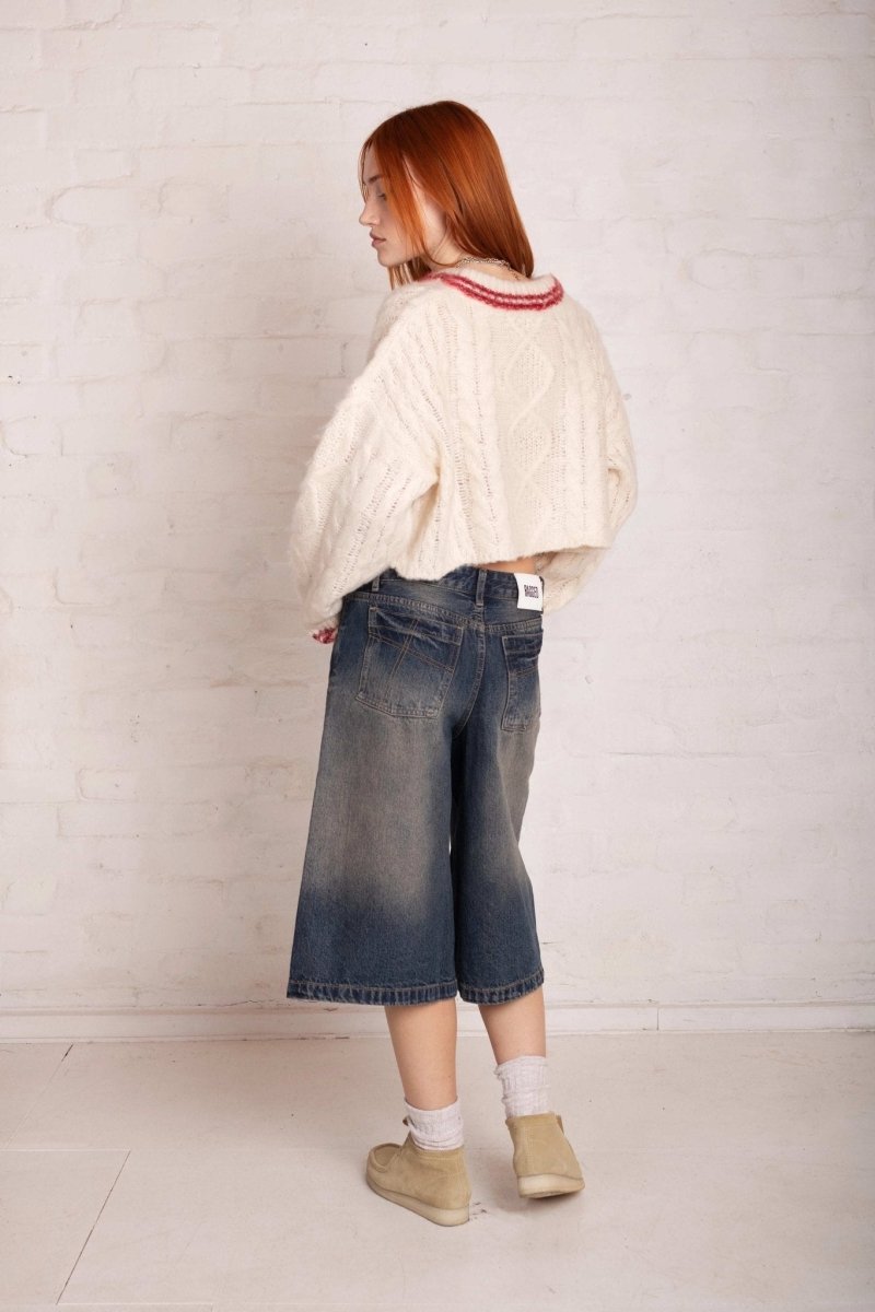 Shop The Ragged Priest The Ragged Priest Load Varsity Crop Cable Knit Jumper Jumper for women – premium loungewear and festival fashion at Spoiled Brat