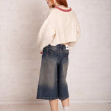 Shop The Ragged Priest The Ragged Priest Load Varsity Crop Cable Knit Jumper Jumper for women – premium loungewear and festival fashion at Spoiled Brat