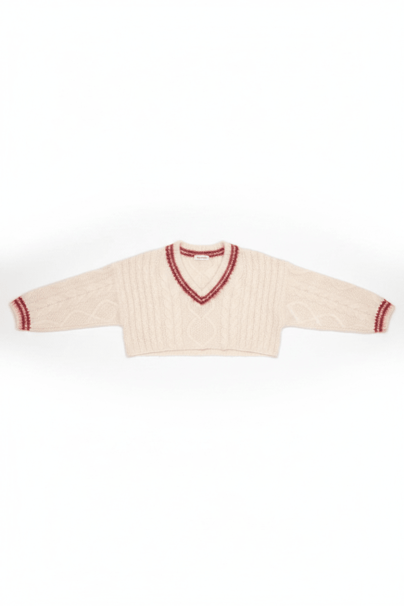 Shop The Ragged Priest The Ragged Priest Load Varsity Crop Cable Knit Jumper Jumper for women – premium loungewear and festival fashion at Spoiled Brat