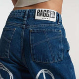 Shop The Ragged Priest The Ragged Priest Peace Printed Dad Jeans as seen on Chloe Sims Boyfriend Jeans for women – premium loungewear and festival fashion at Spoiled Brat