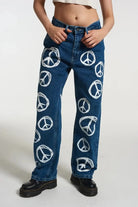 Shop The Ragged Priest The Ragged Priest Peace Printed Dad Jeans as seen on Chloe Sims Boyfriend Jeans for women – premium loungewear and festival fashion at Spoiled Brat