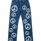 Shop The Ragged Priest The Ragged Priest Peace Printed Dad Jeans as seen on Chloe Sims Boyfriend Jeans for women – premium loungewear and festival fashion at Spoiled Brat