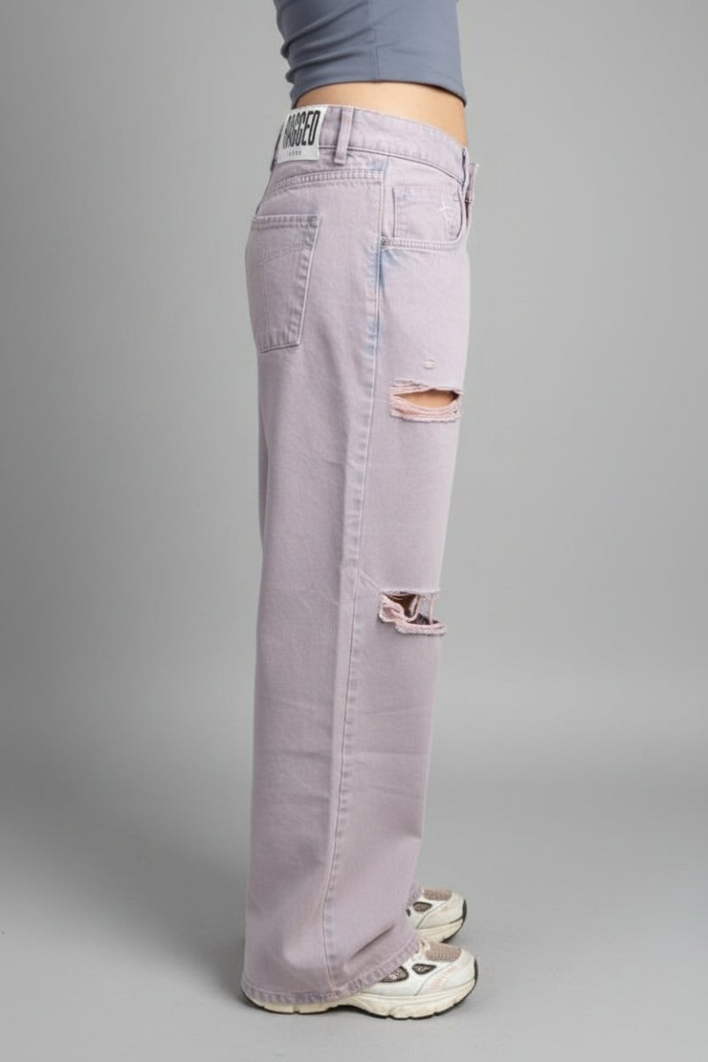 Shop The Ragged Priest The Ragged Priest Pink Wash Distressed Release Jeans Boyfriend Jeans for women – premium loungewear and festival fashion at Spoiled Brat