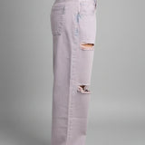 Shop The Ragged Priest The Ragged Priest Pink Wash Distressed Release Jeans Boyfriend Jeans for women – premium loungewear and festival fashion at Spoiled Brat