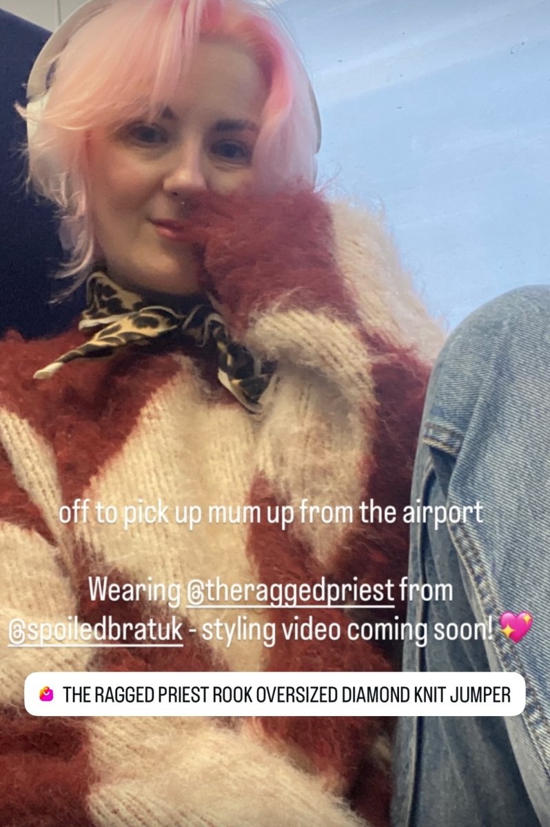 Shop The Ragged Priest The Ragged Priest Rook Oversized Diamond Knit Jumper Jumper for women – premium loungewear and festival fashion at Spoiled Brat