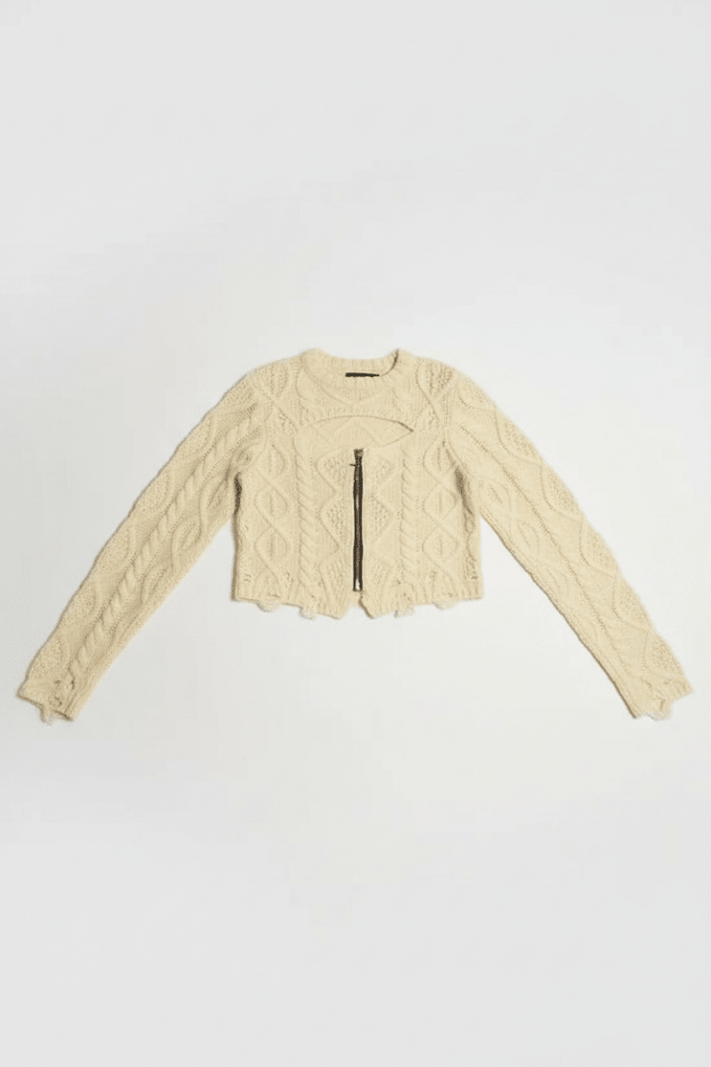 Shop The Ragged Priest The Ragged Priest Saint Zip Cable Knit Jumper Knit Jumper for women – premium loungewear and festival fashion at Spoiled Brat
