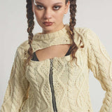 Shop The Ragged Priest The Ragged Priest Saint Zip Cable Knit Jumper Knit Jumper for women – premium loungewear and festival fashion at Spoiled Brat
