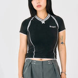 Shop The Ragged Priest The Ragged Priest Score Varsity Baby Polo Tee T-Shirt for women – premium loungewear and festival fashion at Spoiled Brat