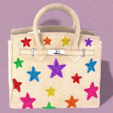 Shop Tiana New York Handmade Beaded Stars Canvas Bag Handbag for women – premium loungewear and festival fashion at Spoiled Brat