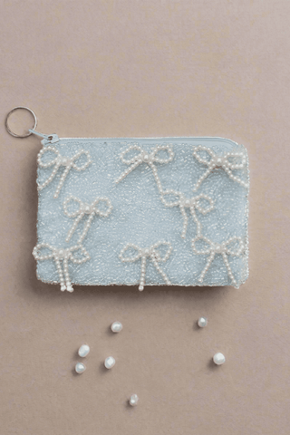 Shop Tiana New York Tiana Designs Hand Beaded Pearl Bows Coin Purse Purse for women – premium loungewear and festival fashion at Spoiled Brat