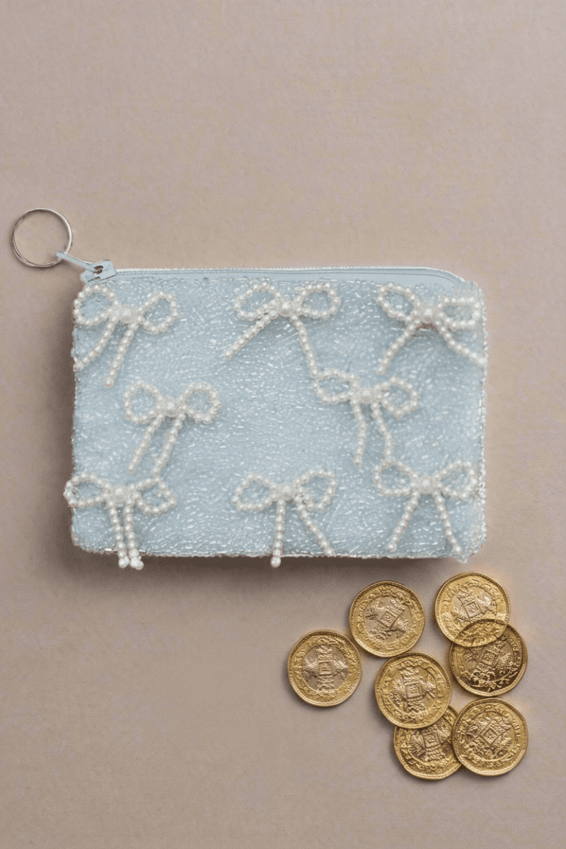 Shop Tiana New York Tiana Designs Hand Beaded Pearl Bows Coin Purse Purse for women – premium loungewear and festival fashion at Spoiled Brat