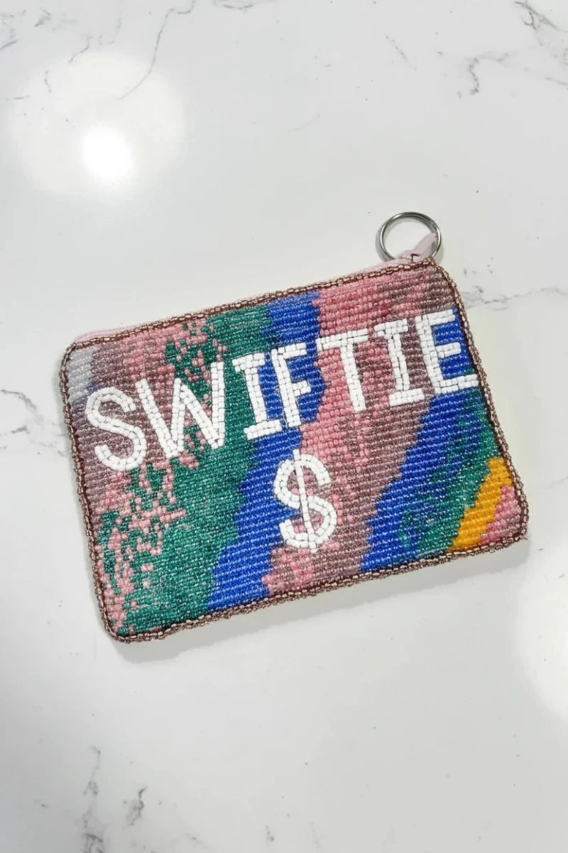 Shop Tiana New York Tiana Designs Hand Beaded Rainbow SWIFTIE Coin Purse Purse for women – premium loungewear and festival fashion at Spoiled Brat
