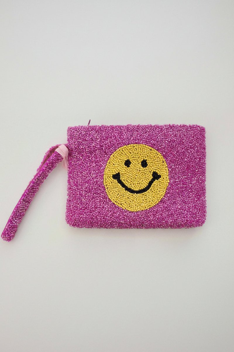 Shop Tiana New York Tiana Designs Hand Beaded Smiley Coin Purse Wristlet Handbag for women – premium loungewear and festival fashion at Spoiled Brat