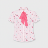 Shop Unique Vintage Barbie X Unique Vintage 1970s Pink Barbie Floral Print Bow Blouse Blouse for women – premium loungewear and festival fashion at Spoiled Brat