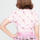 Shop Unique Vintage Barbie X Unique Vintage 1970s Pink Barbie Floral Print Bow Blouse Blouse for women – premium loungewear and festival fashion at Spoiled Brat