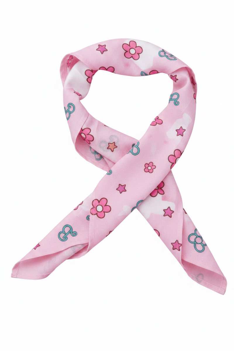 Shop Unique Vintage Barbie X Unique Vintage 1970s Pink Barbie Print Hair Scarf Scarf for women – premium loungewear and festival fashion at Spoiled Brat