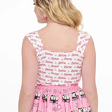 Shop Unique Vintage Barbie X Unique Vintage White & Pink Barbie Print Tank Top Cami Top for women – premium loungewear and festival fashion at Spoiled Brat