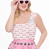 Shop Unique Vintage Barbie X Unique Vintage White & Pink Barbie Print Tank Top Cami Top for women – premium loungewear and festival fashion at Spoiled Brat