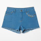 Shop Unique Vintage Care Bears x Unique Vintage Funshine Denim Shorts Shorts for women – premium loungewear and festival fashion at Spoiled Brat