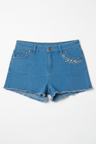 Shop Unique Vintage Care Bears x Unique Vintage Funshine Denim Shorts Shorts for women – premium loungewear and festival fashion at Spoiled Brat