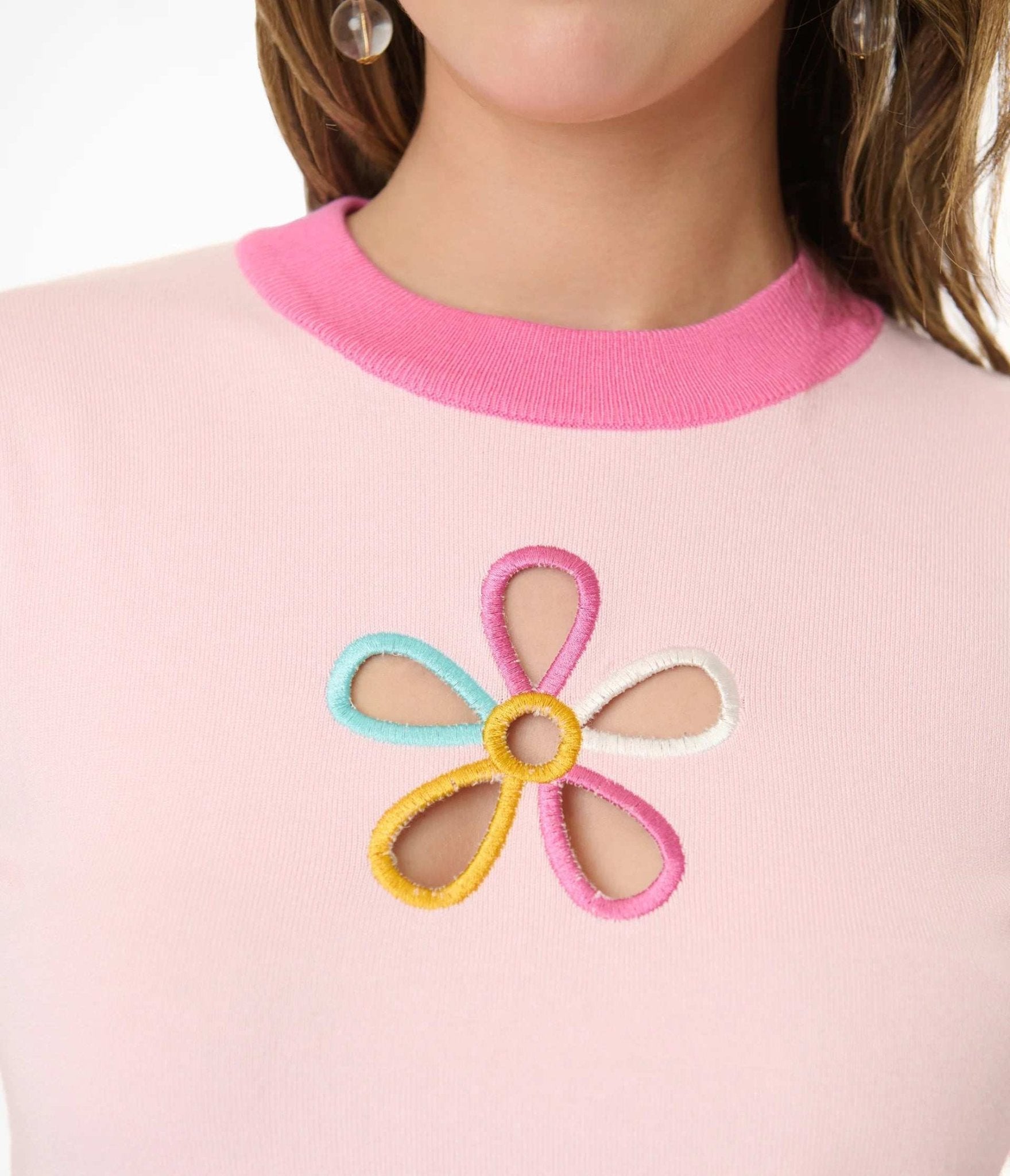 Smak Parlour Pink & Rainbow Flower Cutout Sweater - Spoiled Brat