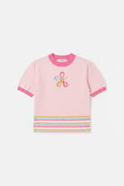 Shop Unique Vintage Smak Parlour Pink & Rainbow Flower Cutout Sweater Top for women – premium loungewear and festival fashion at Spoiled Brat
