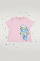 Shop Unique Vintage The Smurfs x Unique Vintage Pink Smurfs Fitted Tee Top for women – premium loungewear and festival fashion at Spoiled Brat