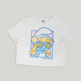 Shop Unique Vintage The Smurfs x Unique Vintage White Cropped Graphic Tee Top for women – premium loungewear and festival fashion at Spoiled Brat