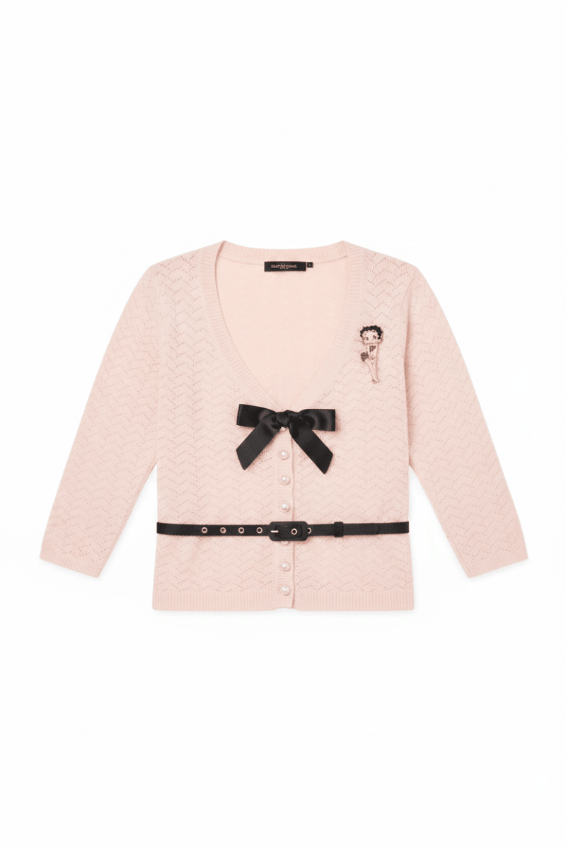 Shop Unique Vintage Unique Vintage Betty Boop x Unique Vintage Light Pink Sweetheart Cardigan Cardigan for women – premium loungewear and festival fashion at Spoiled Brat