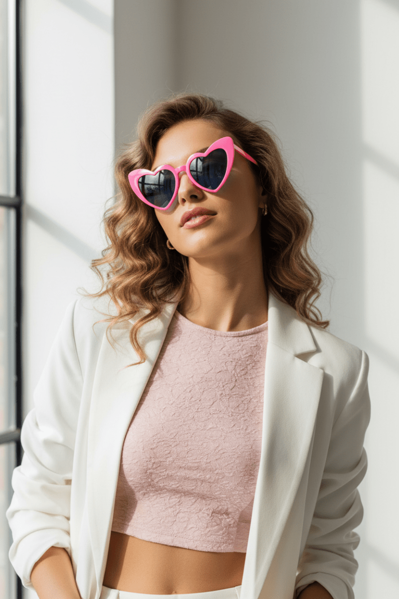 Shop Unique Vintage Unique Vintage x Barbie Hot Pink Heart Frame Sunglasses Sunglasses for women – premium loungewear and festival fashion at Spoiled Brat