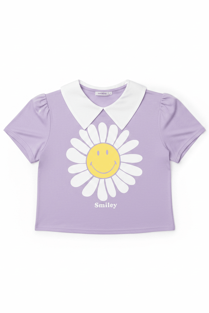 Shop Unique Vintage Unique Vintage x Smiley® Purple Flower Tee Top Top for women – premium loungewear and festival fashion at Spoiled Brat