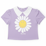 Shop Unique Vintage Unique Vintage x Smiley® Purple Flower Tee Top Top for women – premium loungewear and festival fashion at Spoiled Brat